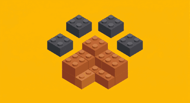 BlockyPaws logo — a paw print made from colourful building blocks